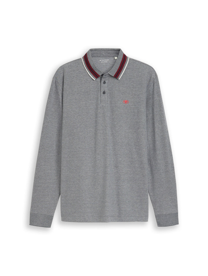 detailed polo shirt, navy white two tone pique 24571 Bild 1