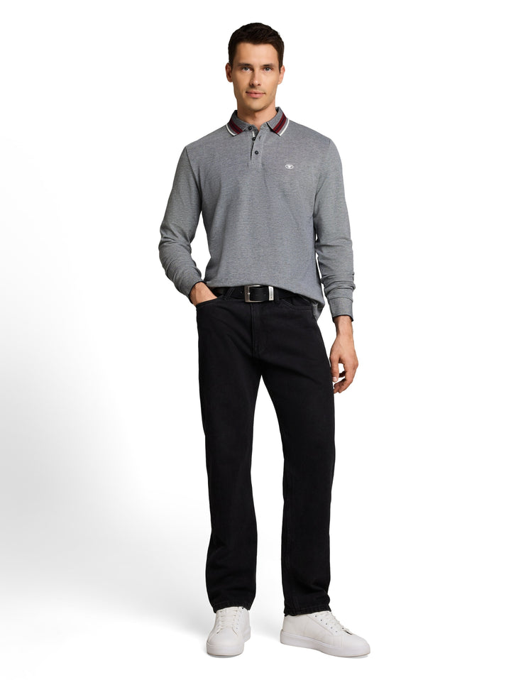 detailed polo shirt, navy white two tone pique 24571 Bild 3
