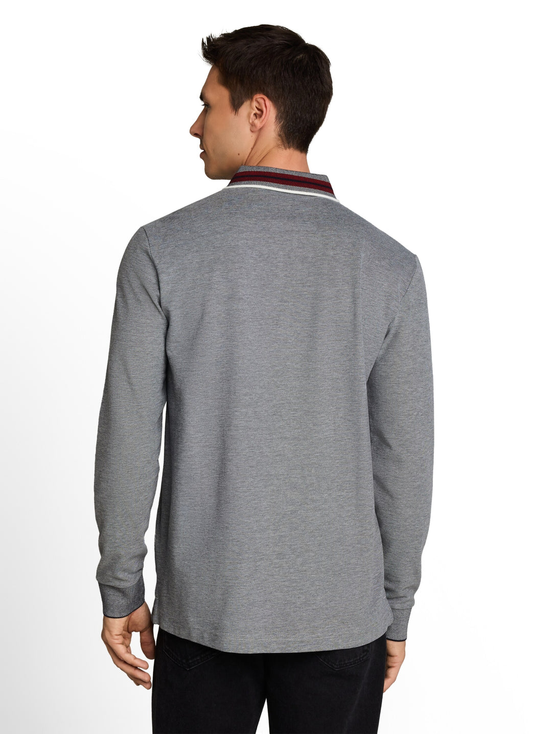 detailed polo shirt, navy white two tone pique 24571 Bild 4