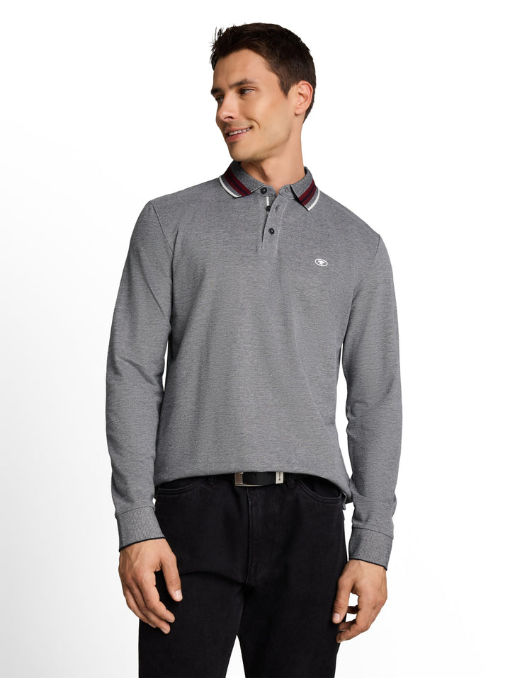 detailed polo shirt, navy white two tone pique 24571 Bild 5