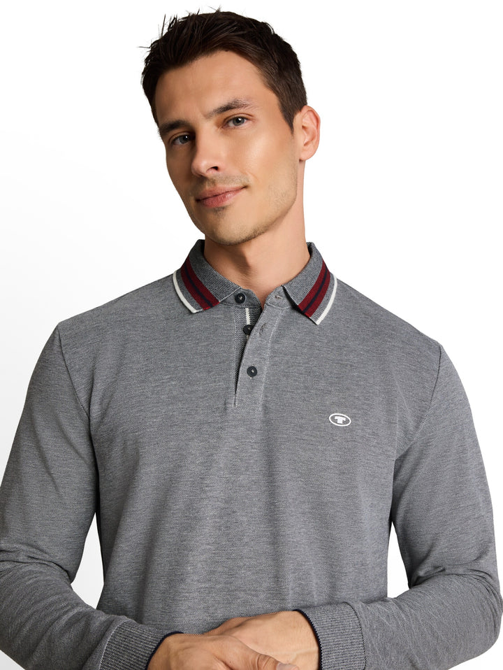 detailed polo shirt, navy white two tone pique 24571 Bild 6