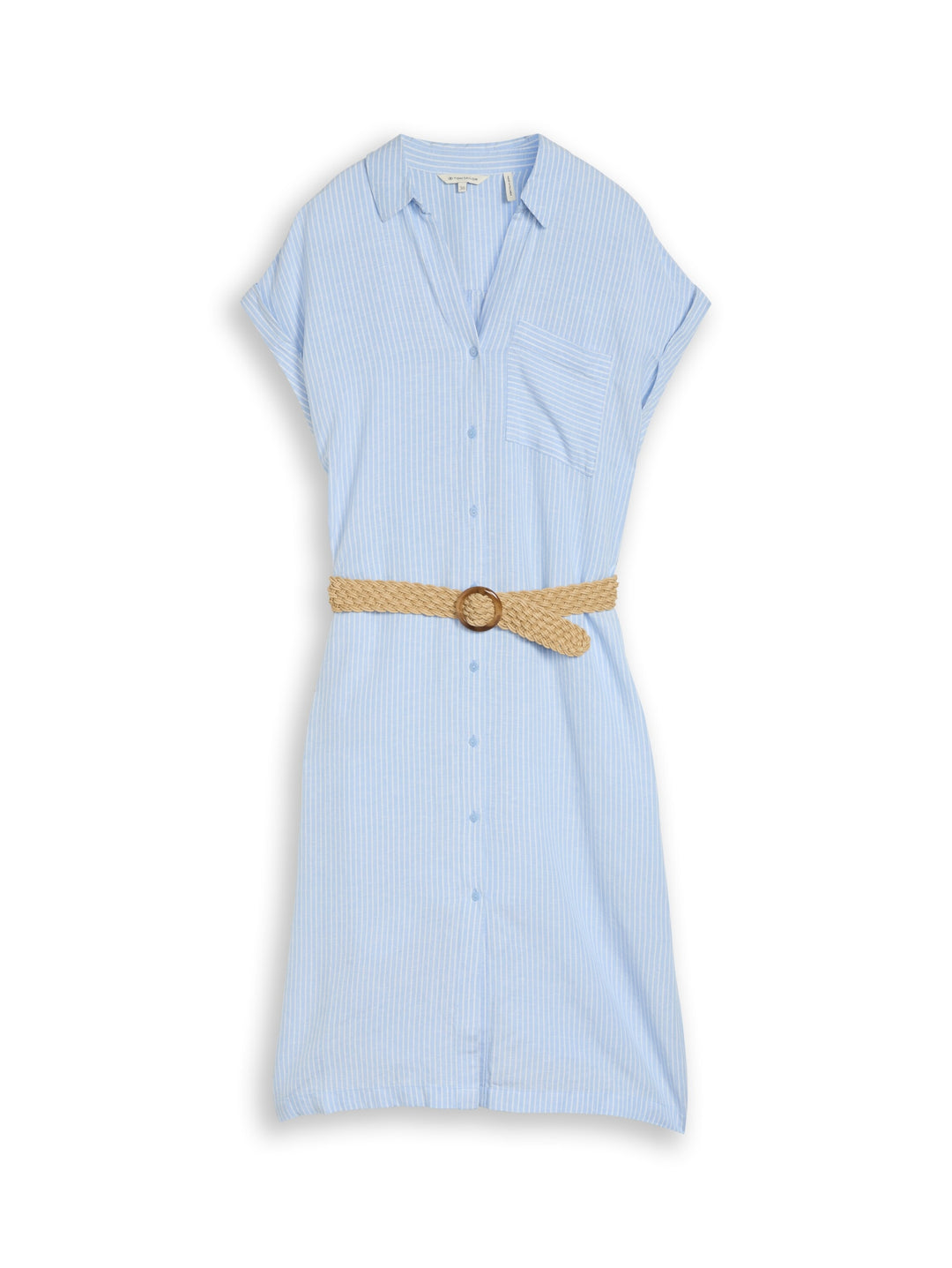 dress linen with belt, fjord blue irregular stripe 39908 Bild 1