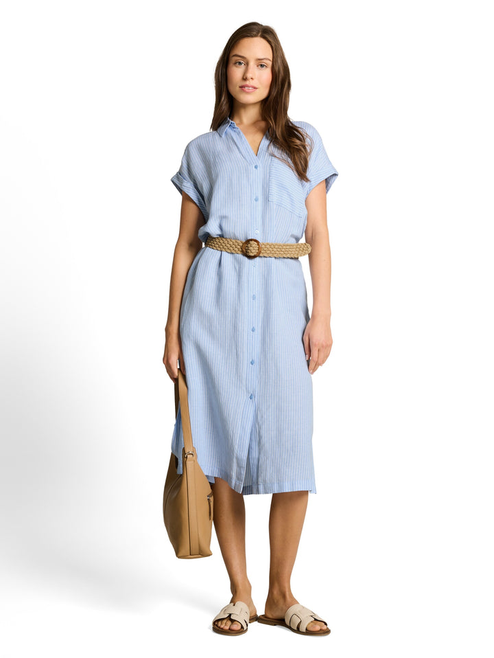 dress linen with belt, fjord blue irregular stripe 39908 Bild 4