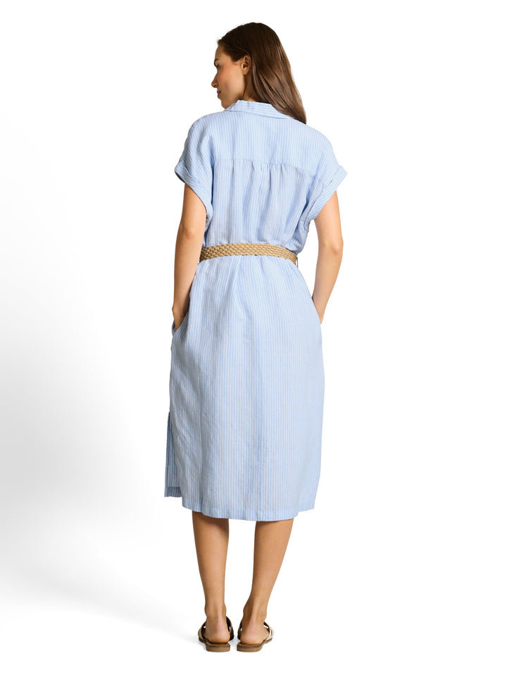 dress linen with belt, fjord blue irregular stripe 39908 Bild 6