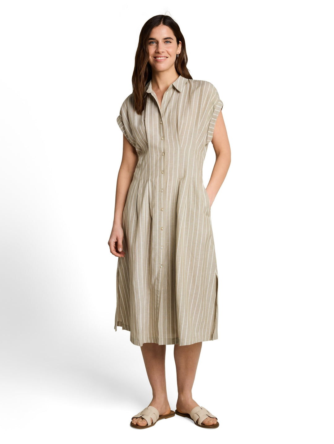 dress striped and sleeveless, olive irregular stripe 40315 Bild 5