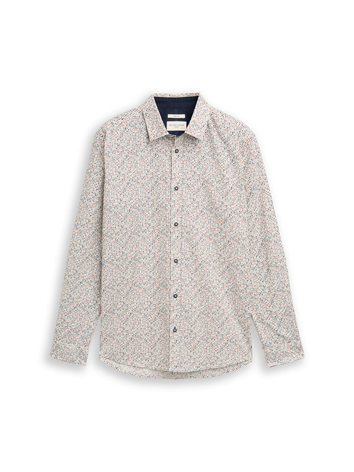 fitted printed shirt, white abstract design 39650 Bild 1