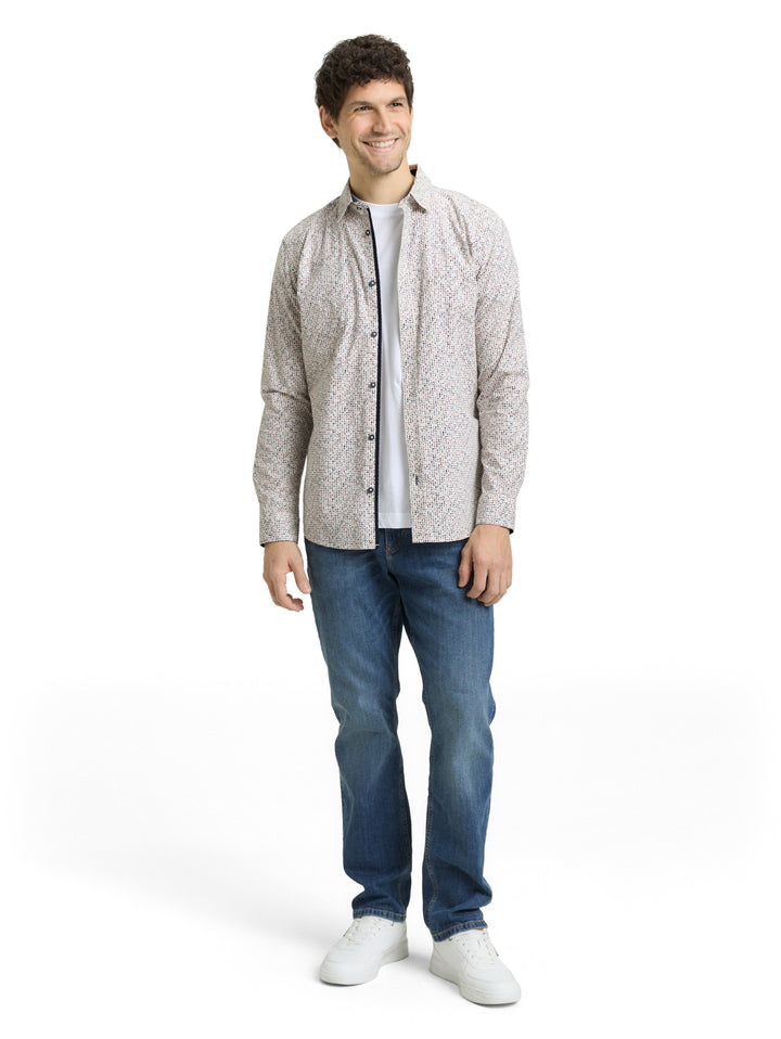 fitted printed shirt, white abstract design 39650 Bild 3