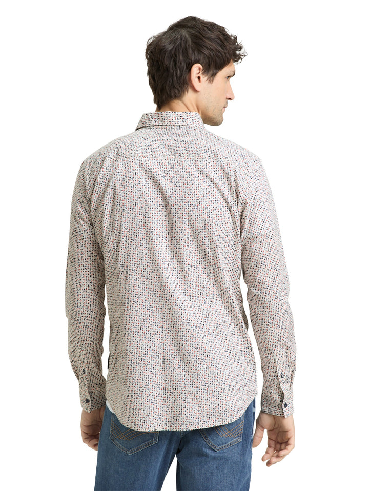 fitted printed shirt, white abstract design 39650 Bild 4