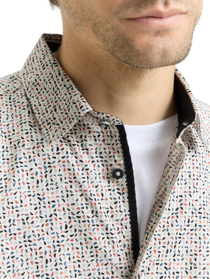fitted printed shirt, white abstract design 39650 Bild 6