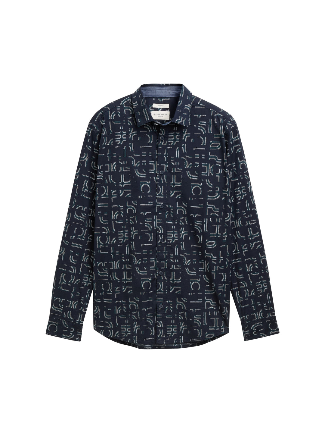 fitted printed stretch shirt, navy irregular design 38525 Bild 1