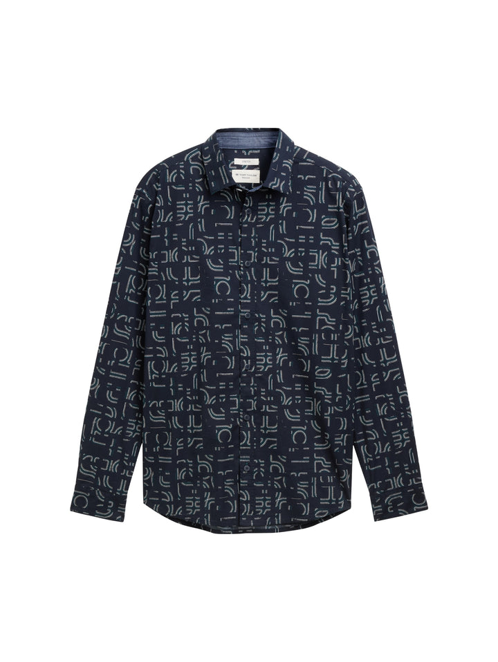 fitted printed stretch shirt, navy irregular design 38525 Bild 1