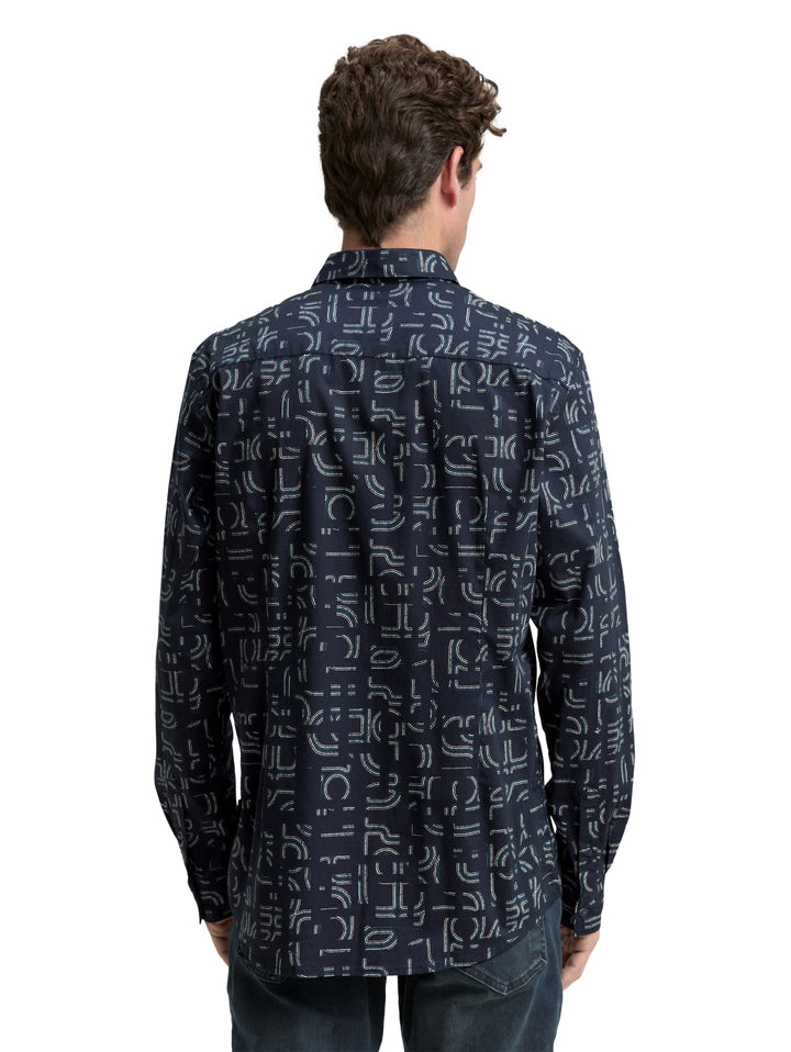 fitted printed stretch shirt, navy irregular design 38525 Bild 4