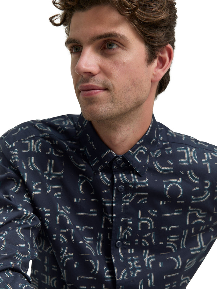 fitted printed stretch shirt, navy irregular design 38525 Bild 6