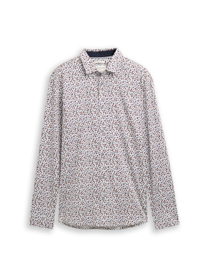 fitted printed stretch shirt, white irregular dot design 38932 Bild 1