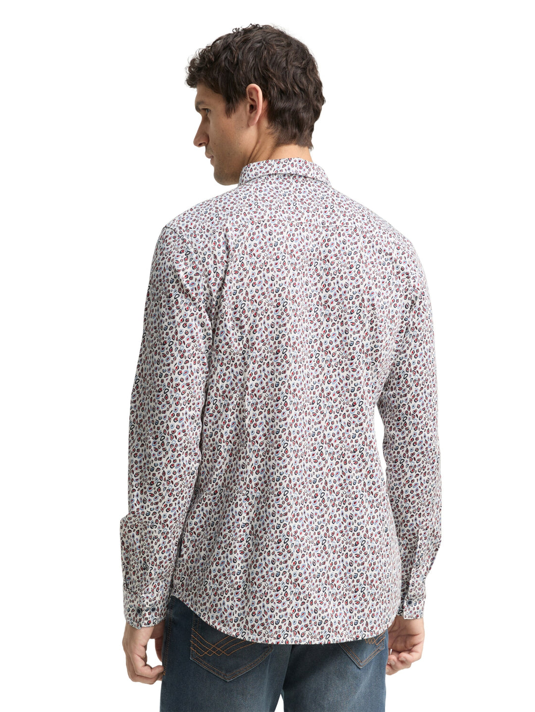 fitted printed stretch shirt, white irregular dot design 38932 Bild 4
