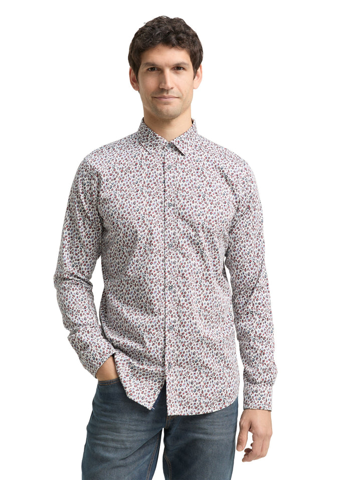 fitted printed stretch shirt, white irregular dot design 38932 Bild 5