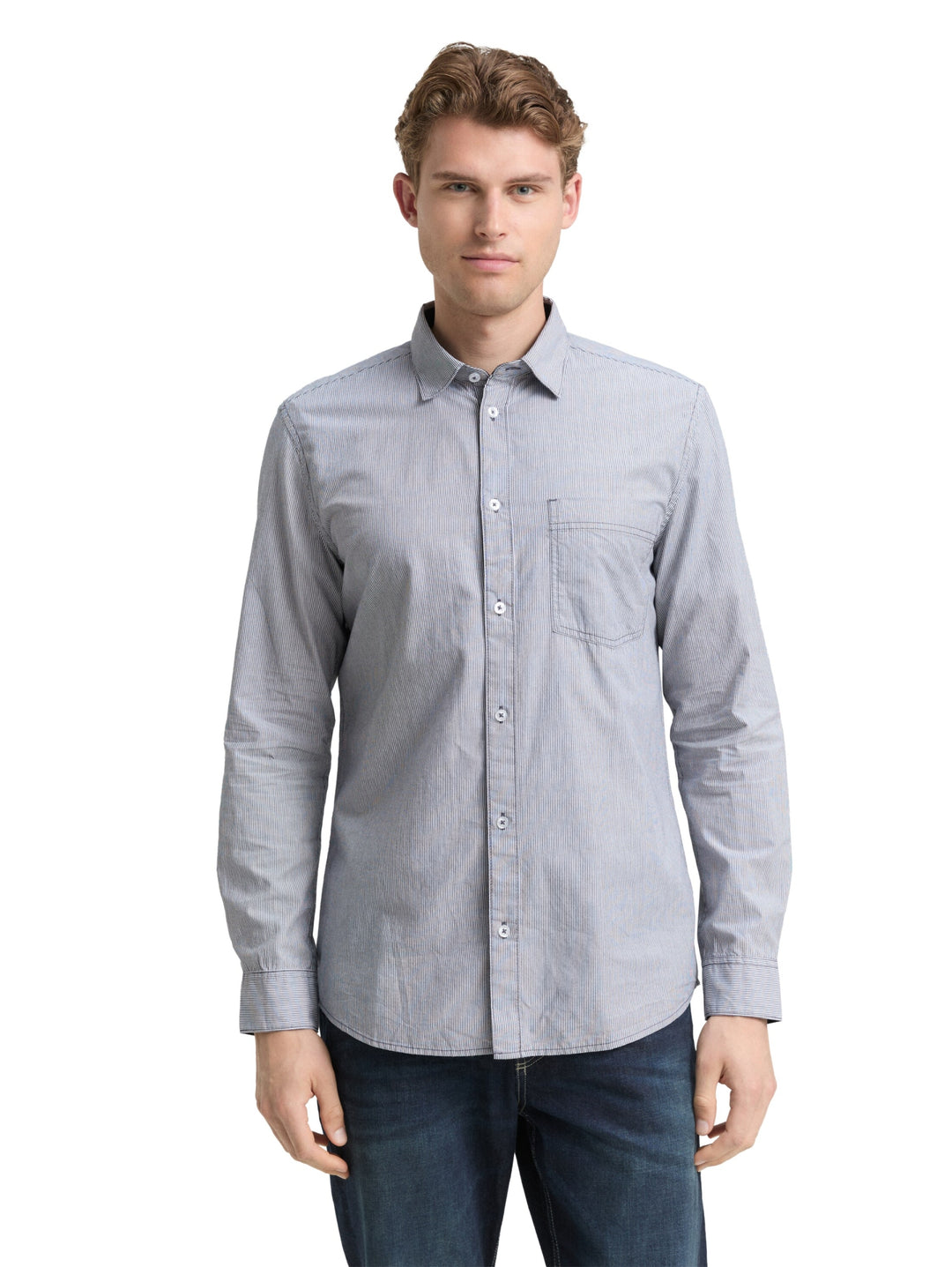 fitted striped shirt, blue  stripe 38977 Bild 5