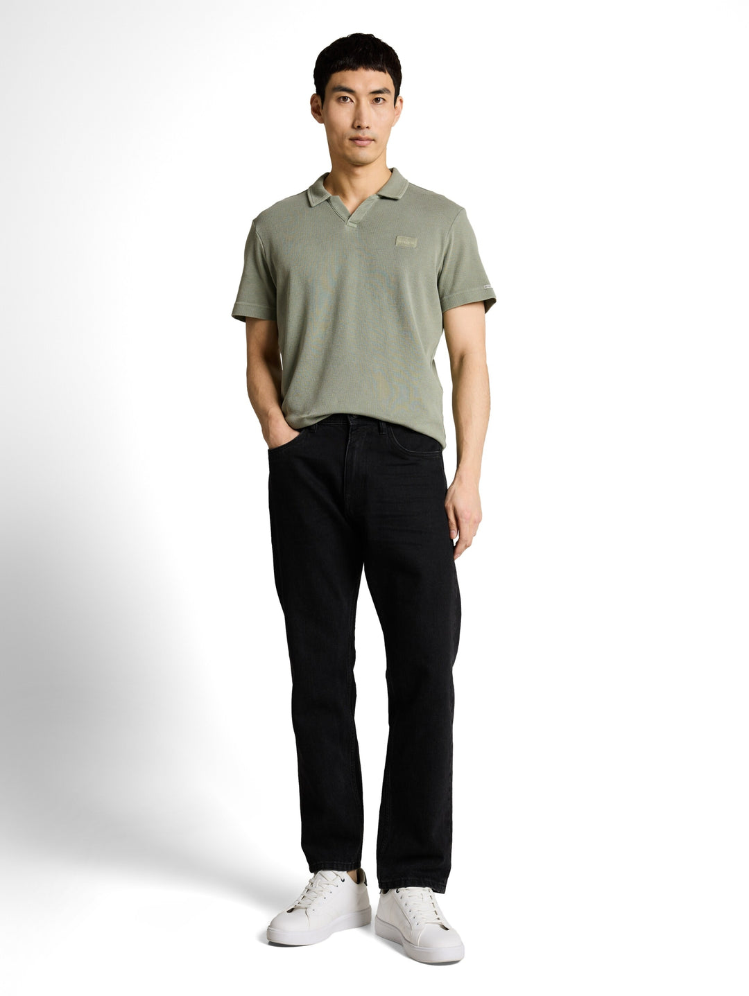 garment dye resort collar polo, Greyish Shadow Olive 10767 Bild 3
