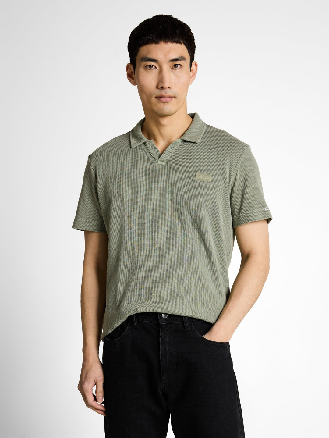 garment dye resort collar polo, Greyish Shadow Olive 10767 Bild 5