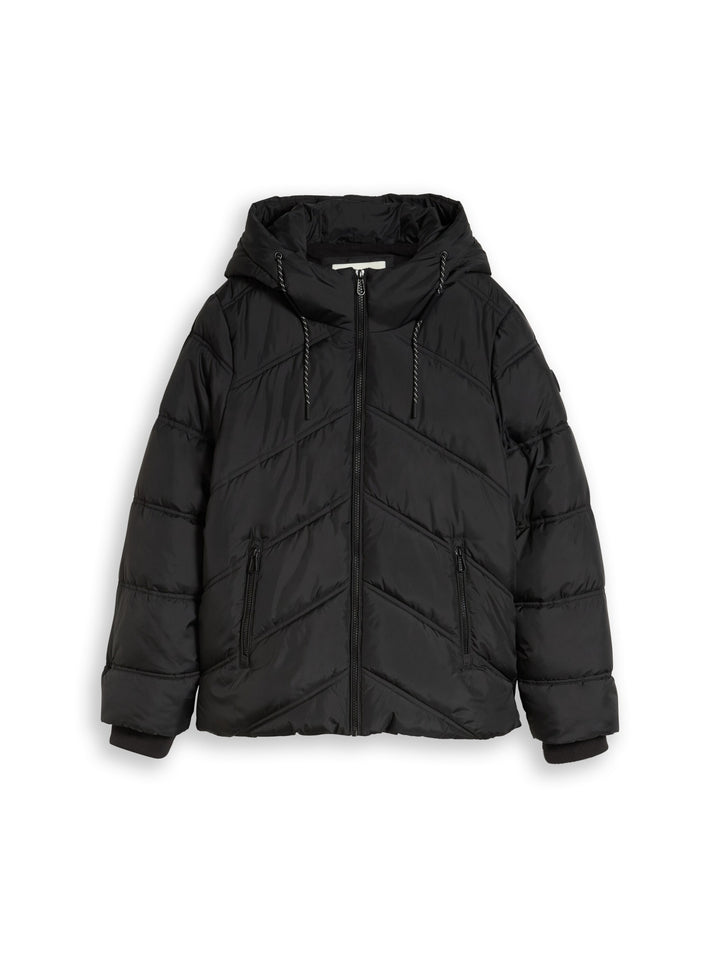 hooded puffer jacket, deep black 14482 Bild 1