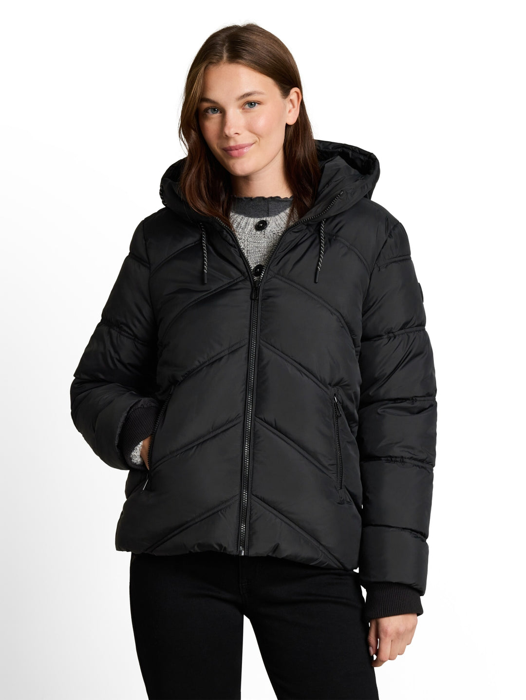 hooded puffer jacket, deep black 14482 Bild 5