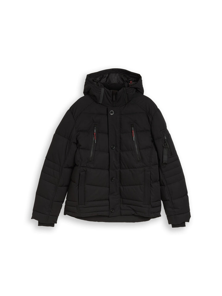 hooded quilted puffer jacket, Black 29999 Bild 1