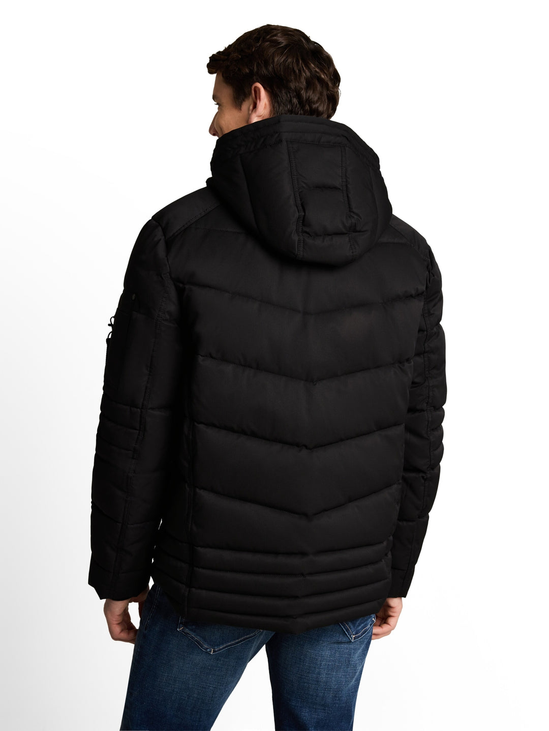 hooded quilted puffer jacket, Black 29999 Bild 4