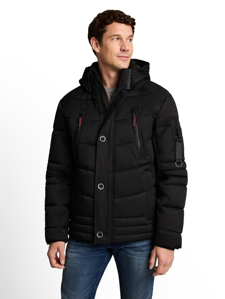 hooded quilted puffer jacket, Black 29999 Bild 5