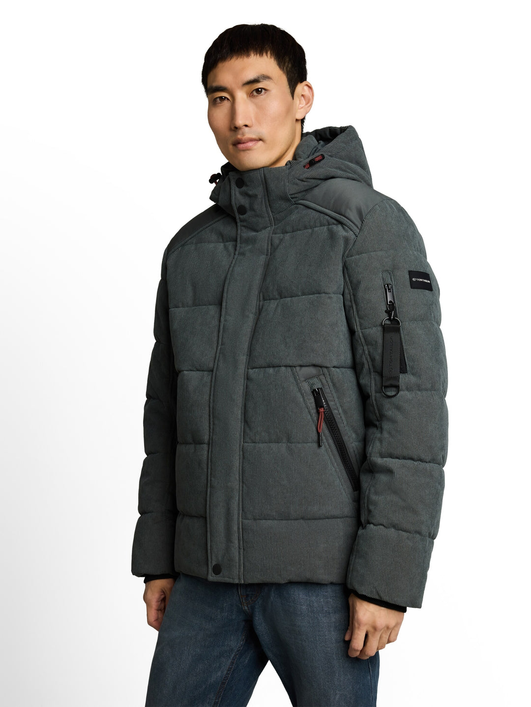 hooded texture mix puffer jack, Darkest Olive 14406 Bild 5