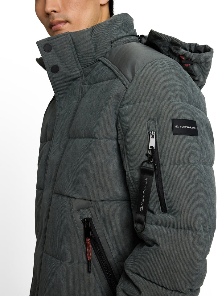 hooded texture mix puffer jack, Darkest Olive 14406 Bild 6