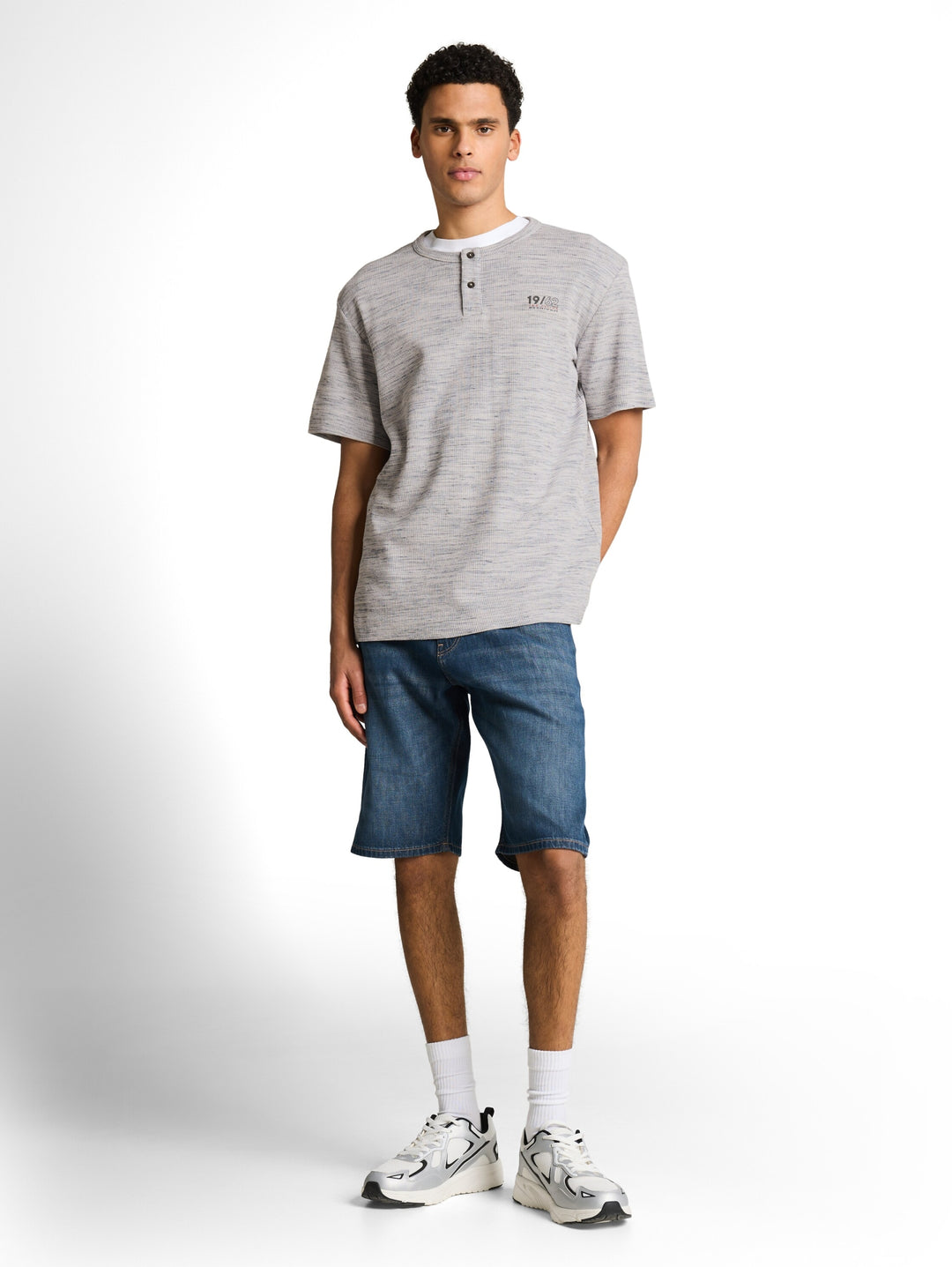 injected structured henley, white grey waffle inject 39878 Bild 3