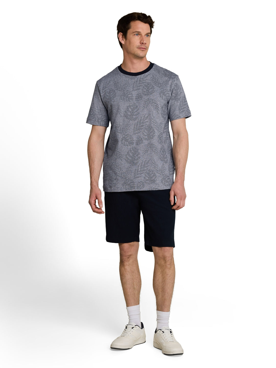 jaquard t-shirt, navy leaf jacquard design 40269 Bild 3