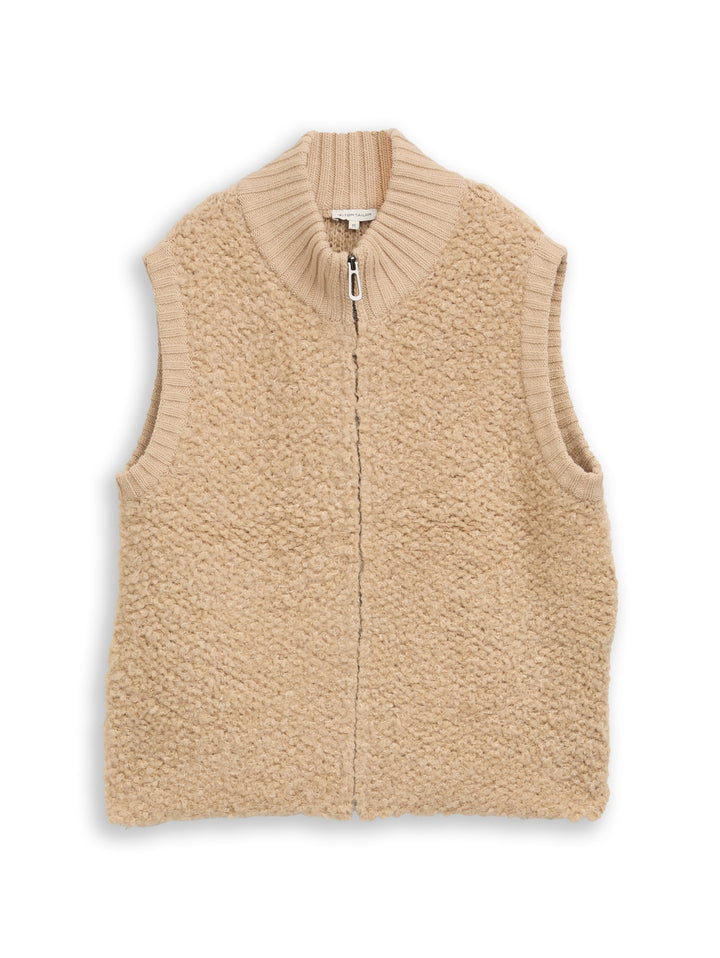 knit bouclé vest with zipper, gravel beige melange 40523 Bild 1