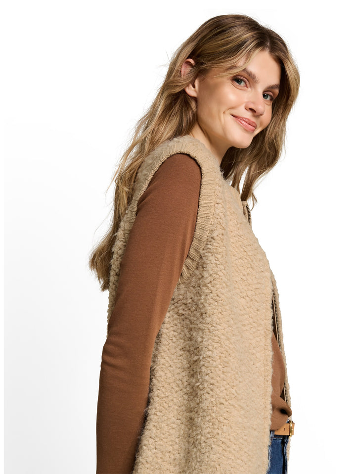knit bouclé vest with zipper, gravel beige melange 40523 Bild 6