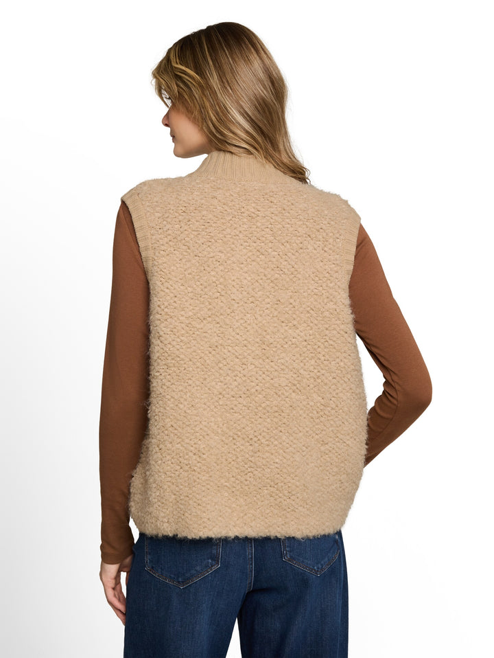 knit bouclé vest with zipper, gravel beige melange 40523 Bild 7