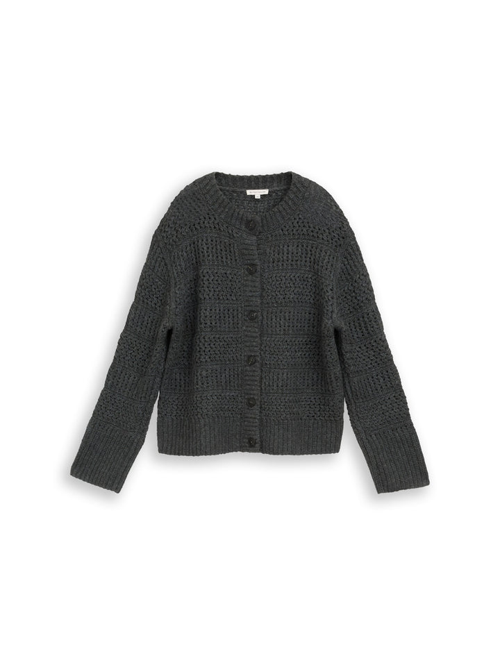 knit chunky structured cardiga, dark olive melange 40729 Bild 1