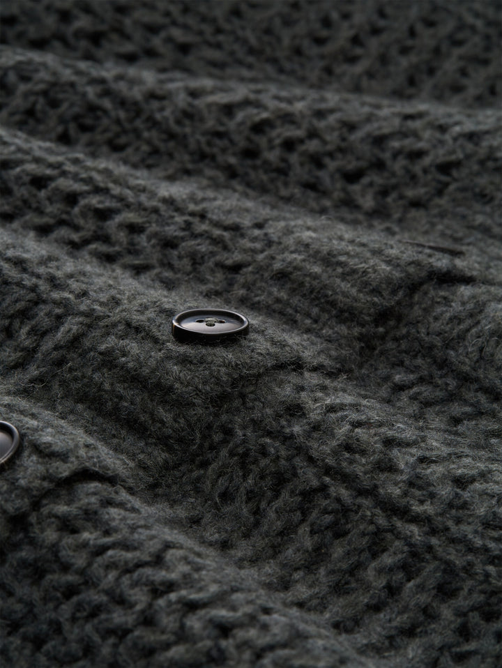 knit chunky structured cardiga, dark olive melange 40729 Bild 2