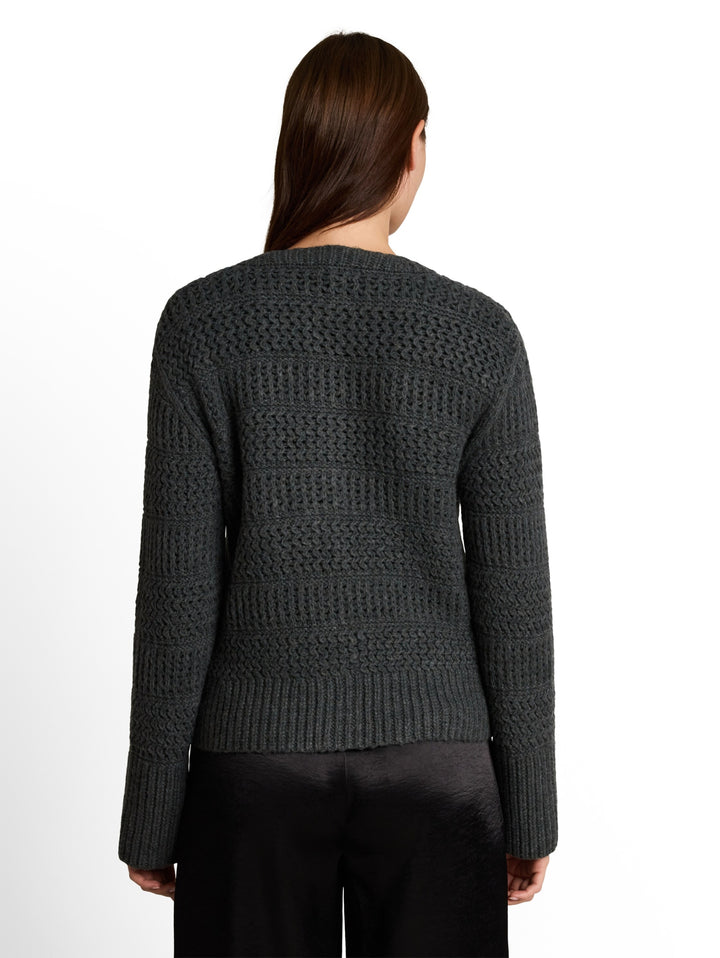 knit chunky structured cardiga, dark olive melange 40729 Bild 4