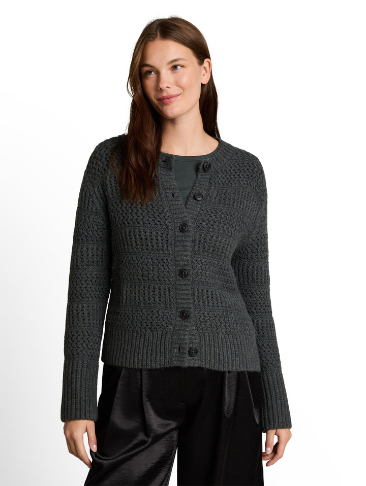 knit chunky structured cardiga, dark olive melange 40729 Bild 5