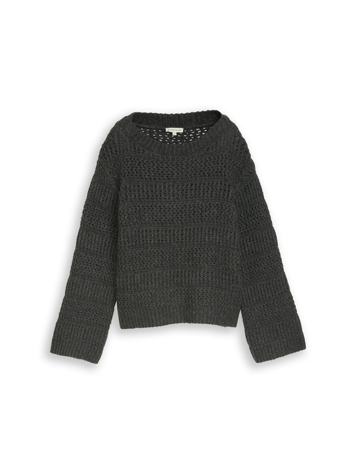 knit chunky structured sweater, dark olive melange 40729 Bild 1