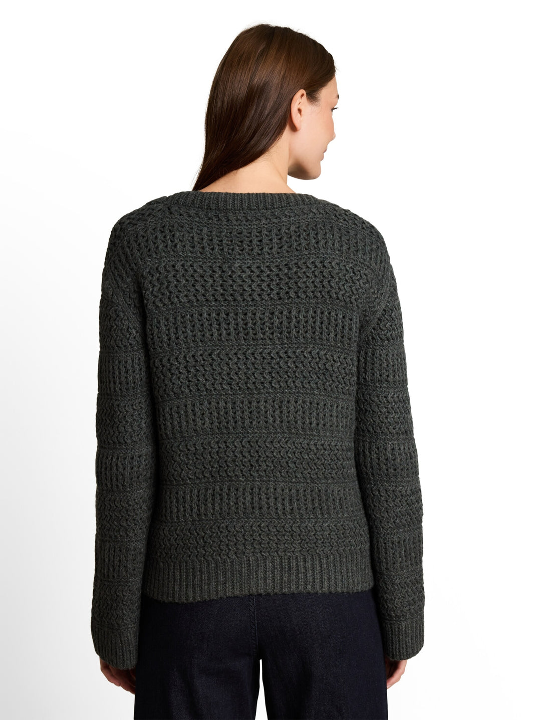 knit chunky structured sweater, dark olive melange 40729 Bild 4