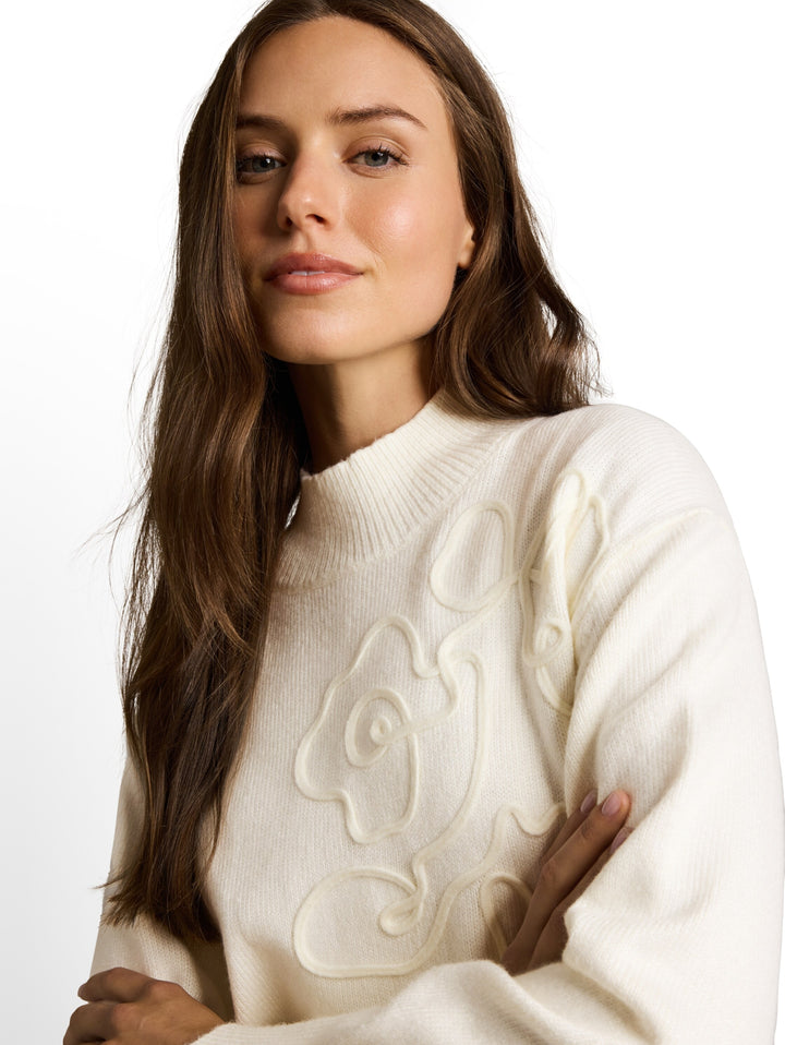 knit cosy embroidered mock-nec, Whisper White 10315 Bild 12