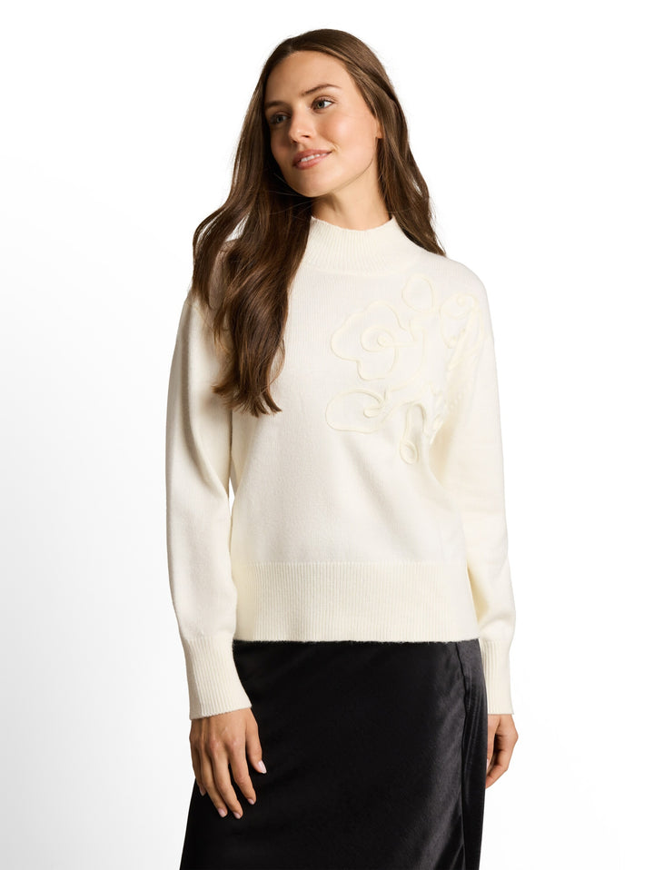 knit cosy embroidered mock-nec, Whisper White 10315 Bild 5