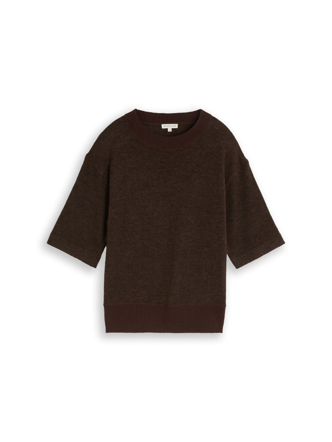 knit cosy shortsleeve sweater, java dark brown melange 28343 Bild 1