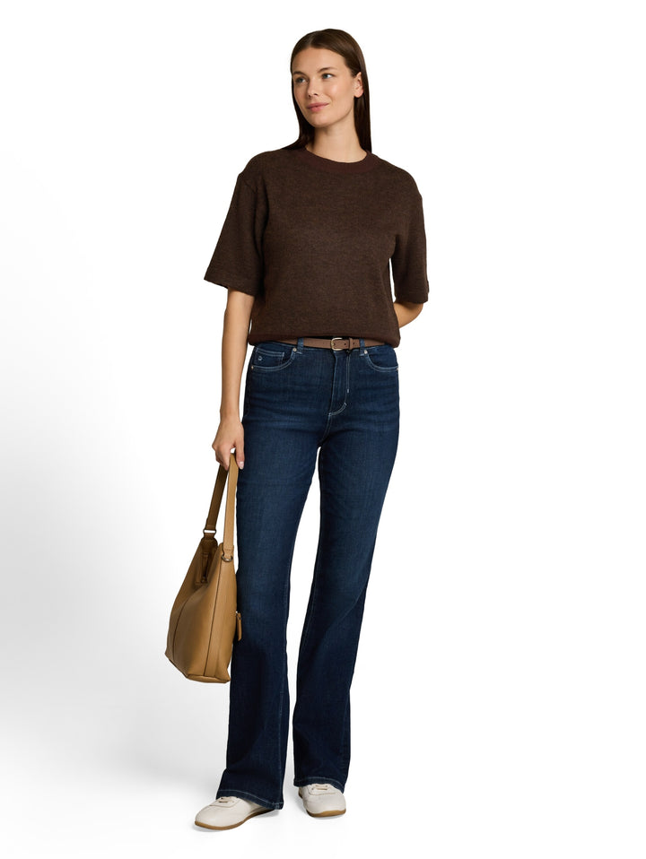 knit cosy shortsleeve sweater, java dark brown melange 28343 Bild 3