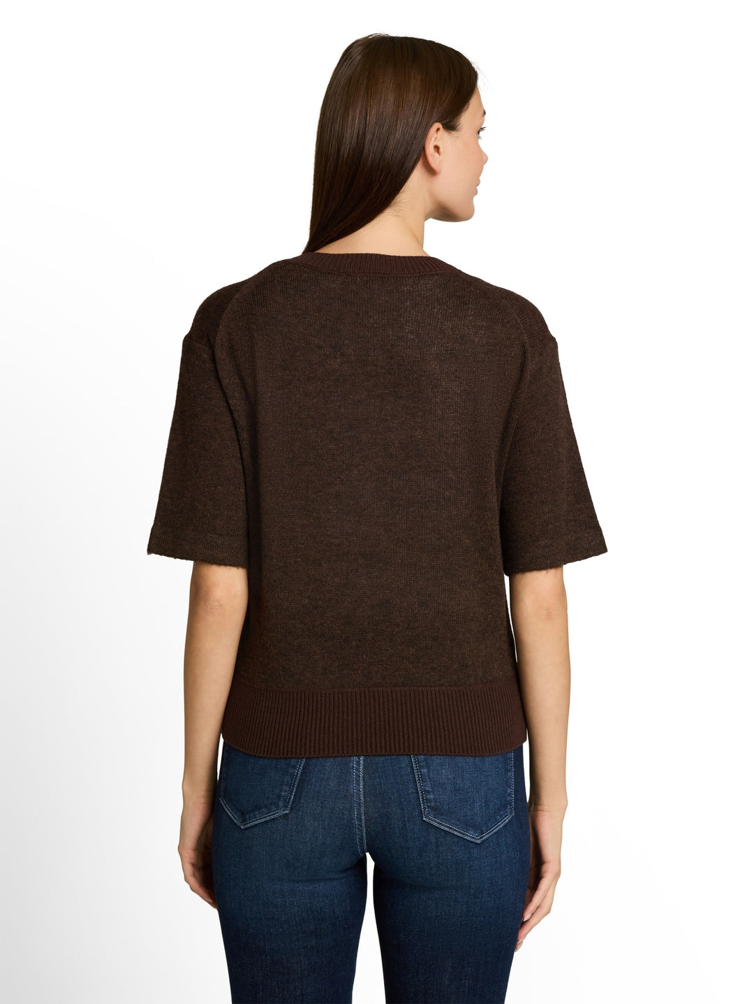 knit cosy shortsleeve sweater, java dark brown melange 28343 Bild 4