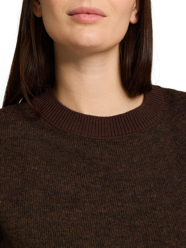 knit cosy shortsleeve sweater, java dark brown melange 28343 Bild 5
