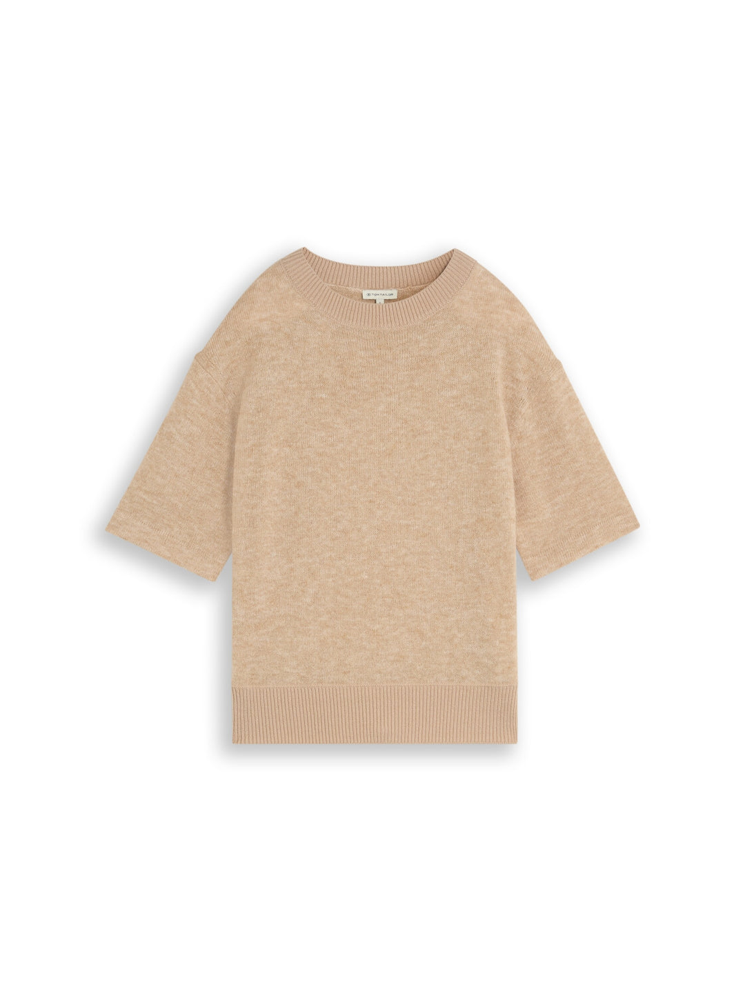 knit cosy shortsleeve sweater, gravel beige melange 40523 Bild 1