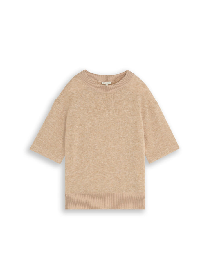 knit cosy shortsleeve sweater, gravel beige melange 40523 Bild 1