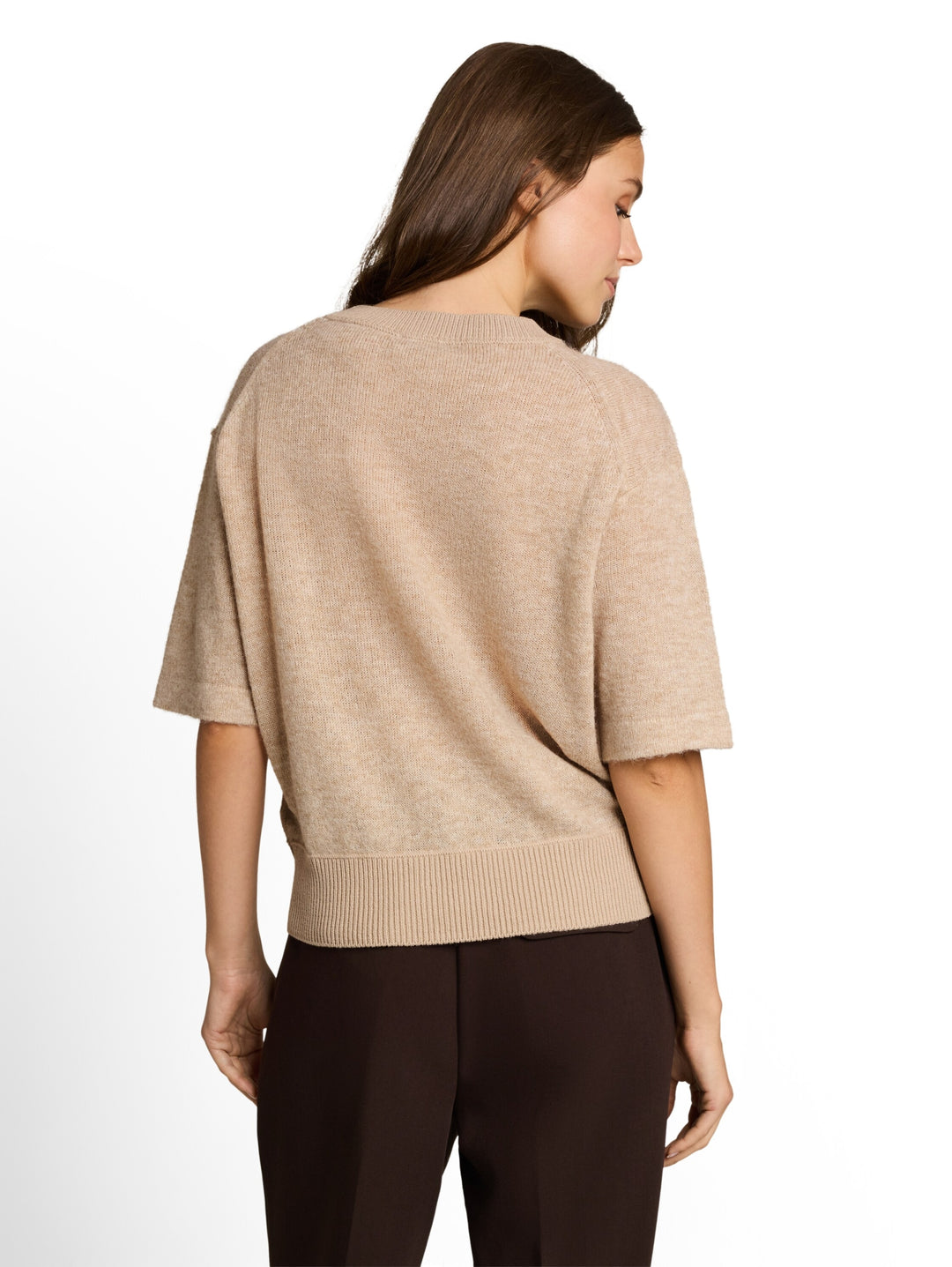 knit cosy shortsleeve sweater, gravel beige melange 40523 Bild 4